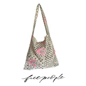 Free People Pink and Black Floral Tote Bags